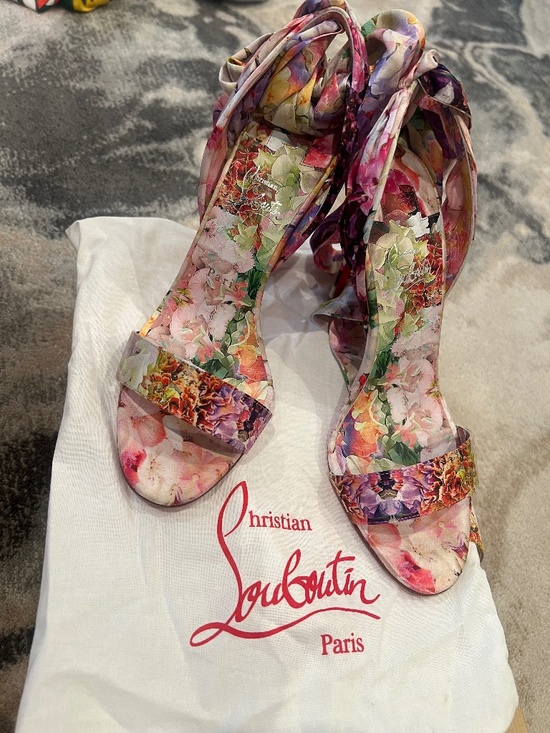 Christian Louboutin Shoes - Christian Louboutin Sandale du Desert 100 Floral Satin Heels | Size 39.5 | New |